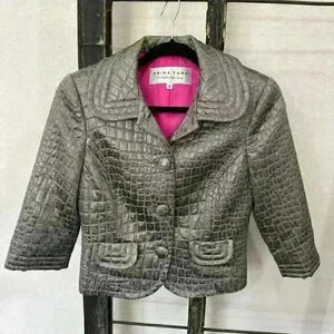 Trina Turk silver jacket Sz 2